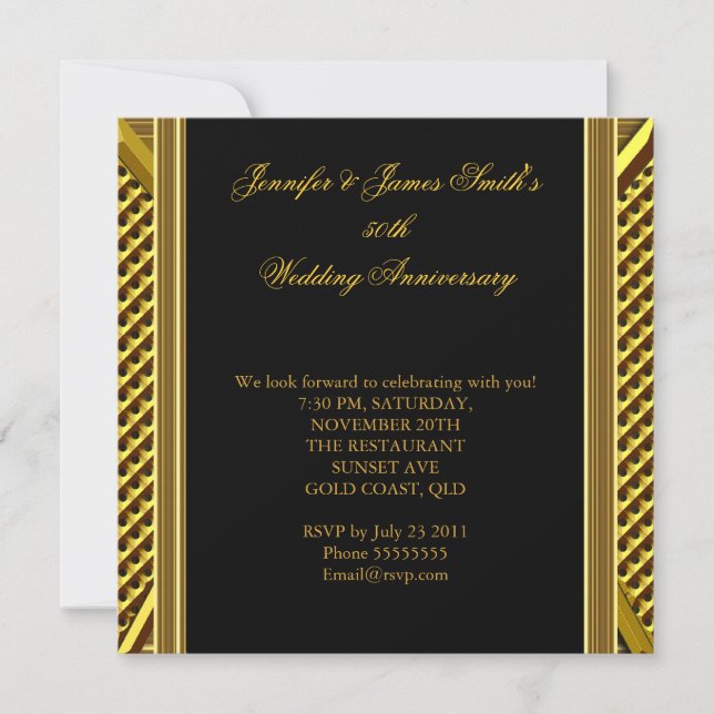 Golden 50th Anniversary Elegant Wedding Gold Invitation (Front)