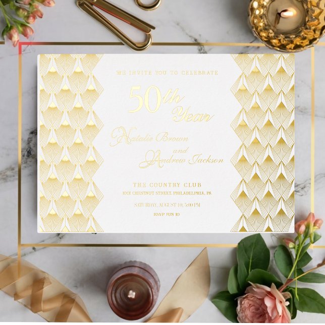 Golden 50th Anniversary Foil Invitation (Creator Uploaded)