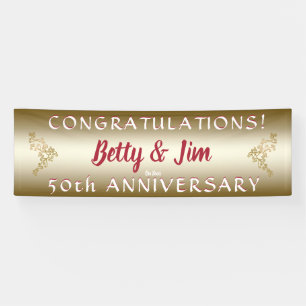 Golden 50th Anniversary Hanging Banner