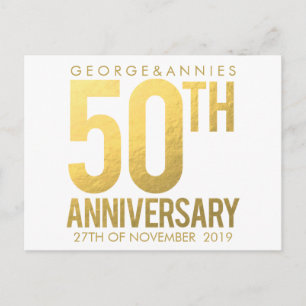 Golden 50th Anniversary Party Postcard