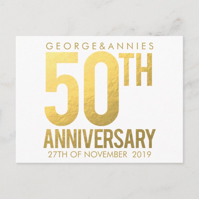 Golden 50th Anniversary Party Postcard (Front)