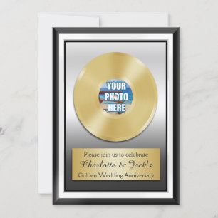 Golden 50th Anniversary Personalised Gold Record Invitation