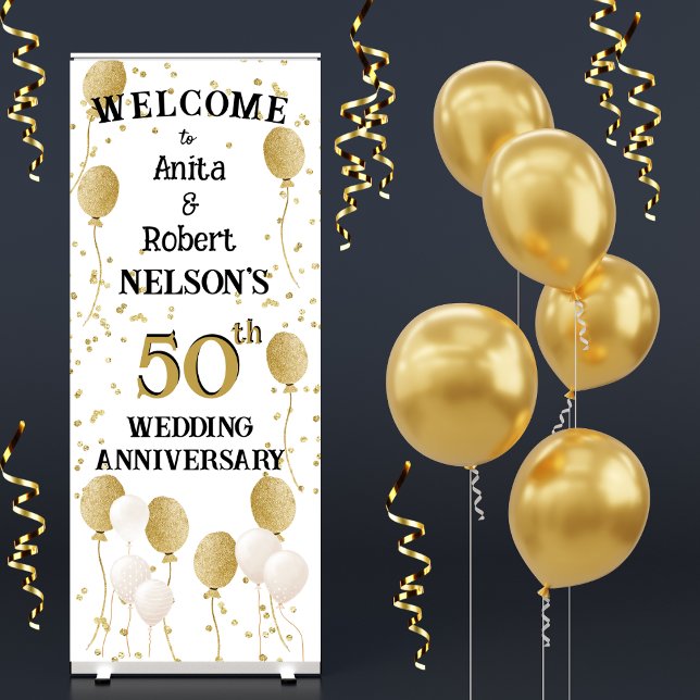 Golden 50th Anniversary Reception Retractable Banner (Creator Uploaded)