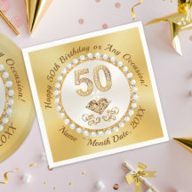 Golden, 50th Birthday Napkins Personalised,