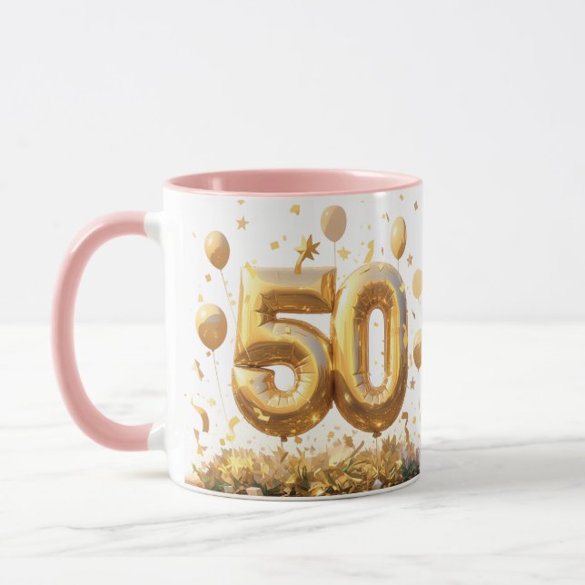 Golden 50th Celebration Mug (Left)