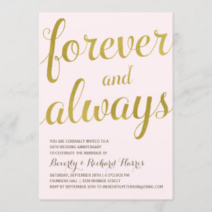Golden 50th   Faux Gold Foil Anniversary Party Invitation