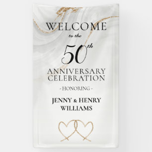 Golden 50th Wedding Anniversary Celebration Banner