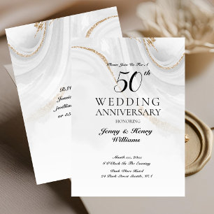 Golden 50th Wedding Anniversary Celebration Invitation