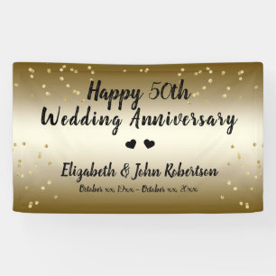 Golden 50th Wedding Anniversary Confetti Elegant Banner