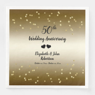 Golden 50th Wedding Anniversary Confetti Elegant Napkin