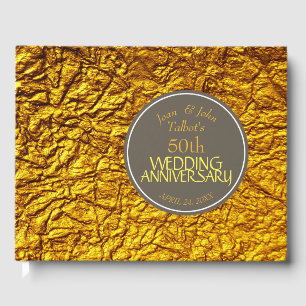 Golden 50th Wedding Anniversary Custom Guest Book