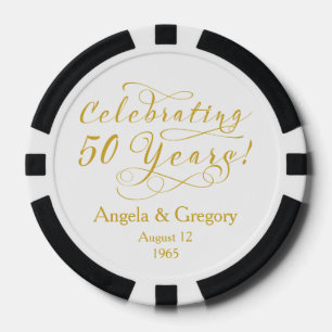 Golden 50th Wedding Anniversary Favour Poker Chips