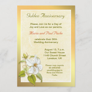 golden 50th wedding anniversary invitation