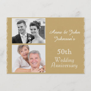 Golden 50th Wedding Anniversary Invitation