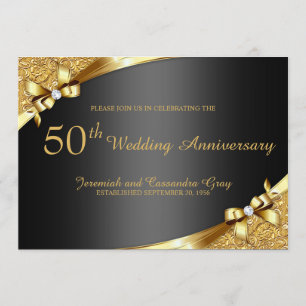 Golden 50th Wedding Anniversary Invitation