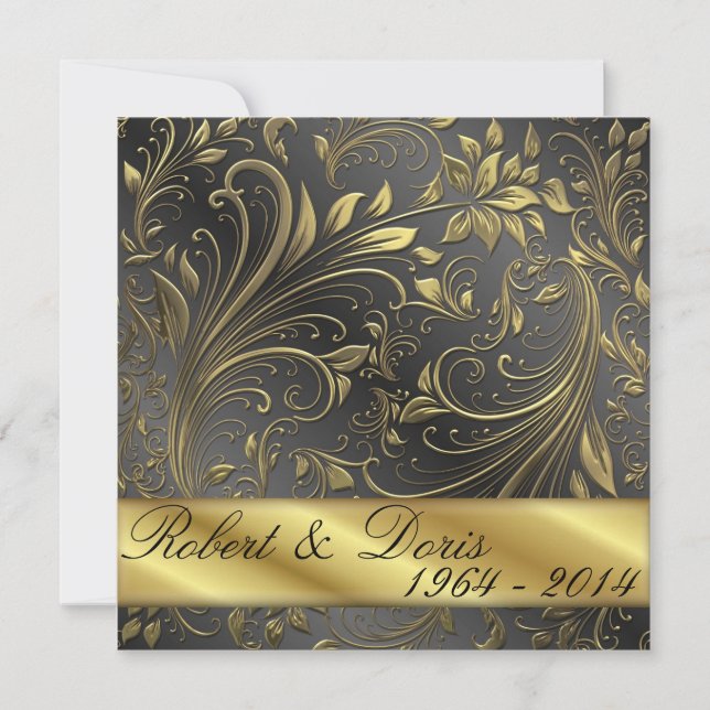 Golden 50th Wedding Anniversary Invitation Gold (Front)
