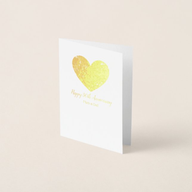 Golden 50th Wedding Anniversary Mum and Dad Foil Card (Front)