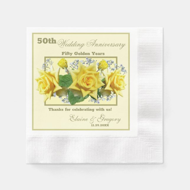 Golden 50th Wedding Anniversary Napkin (Front)