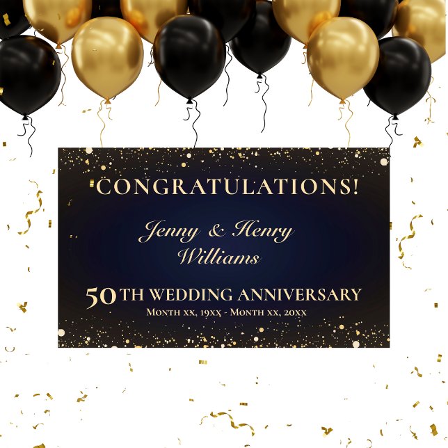 Golden 50th Wedding Anniversary Party Banner (Golden 50th Wedding Anniversary Party Banner)
