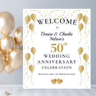 Golden 50th Wedding Anniversary Party Banner Tapestry
