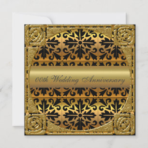Golden 50th Wedding Anniversary Party Invitation