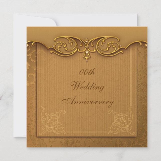 Golden 50th Wedding Anniversary Party Invitation (Front)