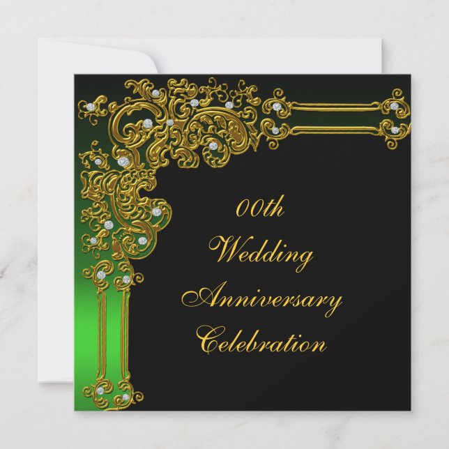 Golden 50th Wedding Anniversary Party Invitation (Front)