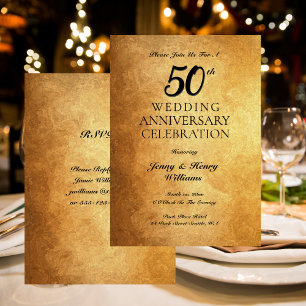 Golden 50th Wedding Anniversary Party Invitation