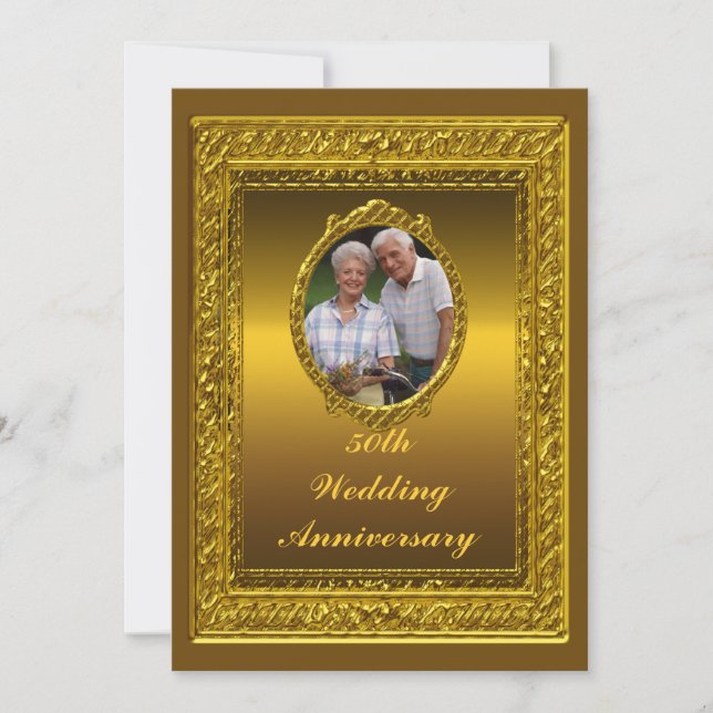 Golden 50th Wedding Anniversary Party Invitation (Front)