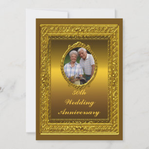 Golden 50th Wedding Anniversary Party Invitation