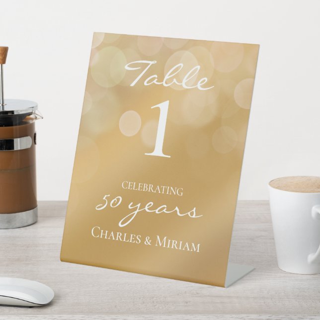Golden 50th Wedding Anniversary Party Table Sign (In SItu)