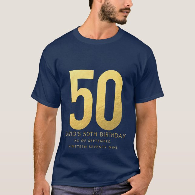 Golden 50th Wedding Anniversary Personalised Party T-Shirt (Front)