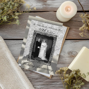 Golden 50th Wedding Anniversary Photo Modern Invitation