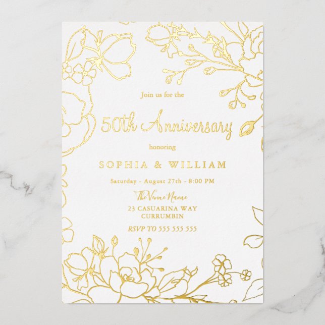 Golden 50th Wedding Anniversary Real Gold (Front)