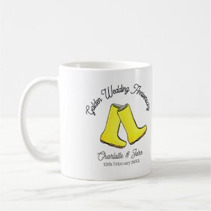 Golden 50th Wedding Anniversary yellow welly boot Coffee Mug