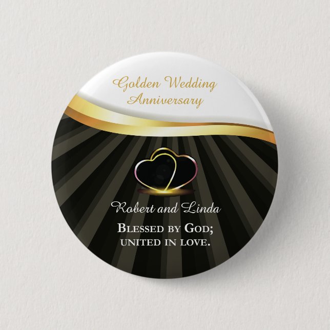 Golden 50th Wedding Religious Anniversary  6 Cm Round Badge (Front)