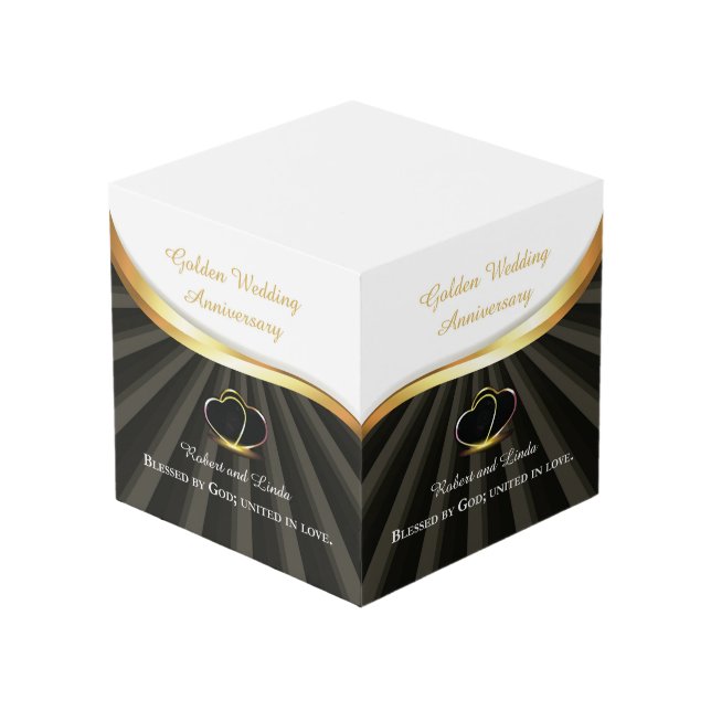 Golden 50th Wedding Religious Anniversary  Cube (Front Angled)