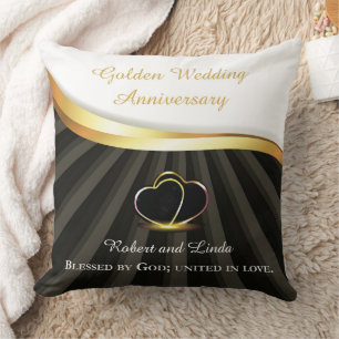 Golden 50th Wedding Religious Anniversary  Cushion