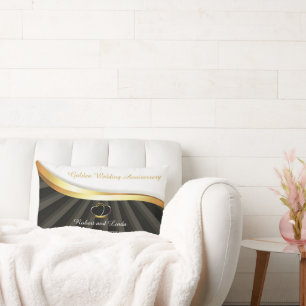 Golden 50th Wedding Religious Anniversary Lumbar Cushion