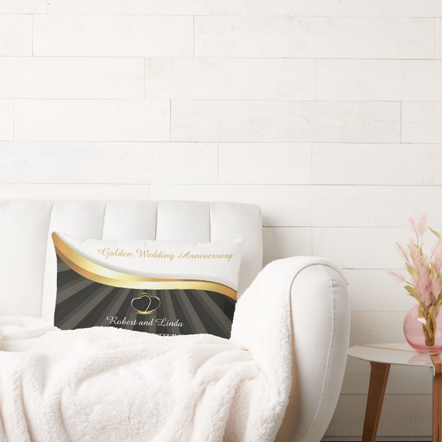Golden 50th Wedding Religious Anniversary  Lumbar Cushion (Couch)