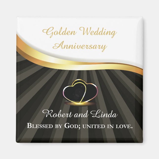 Golden 50th Wedding Religious Anniversary  Magnet (Front)