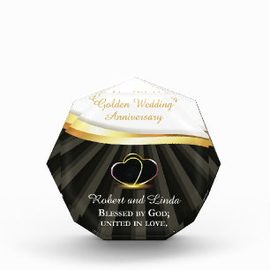 Golden 50th Wedding Religious Anniversary Photo Block