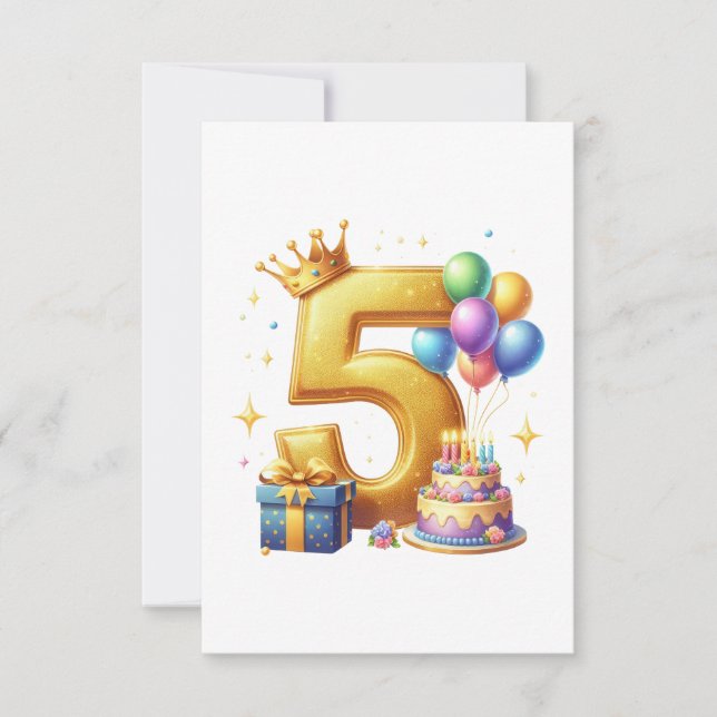 Golden 5th Birthday Card (Front)