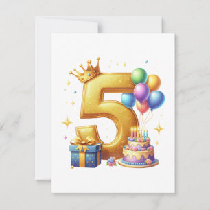 Golden 5th Birthday Invitation
