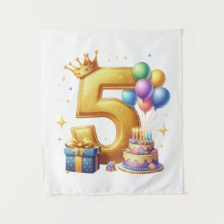 Golden 5th Birthday Tapestry