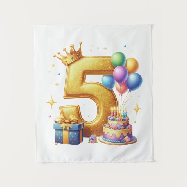 Golden 5th Birthday Tapestry (Front)