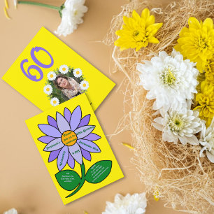 Golden 60th Birthday Simple purple Sunflower Invitation