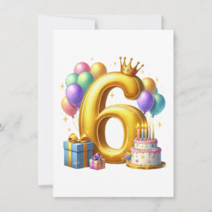 Golden 6th Birthday Card