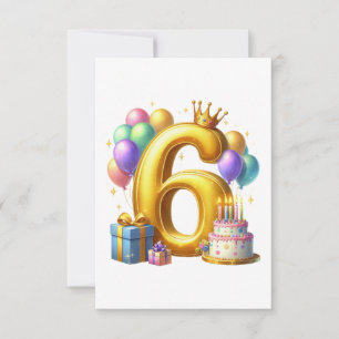 Golden 6th Birthday Card