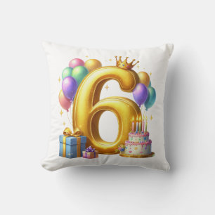 Golden 6th Birthday Cushion